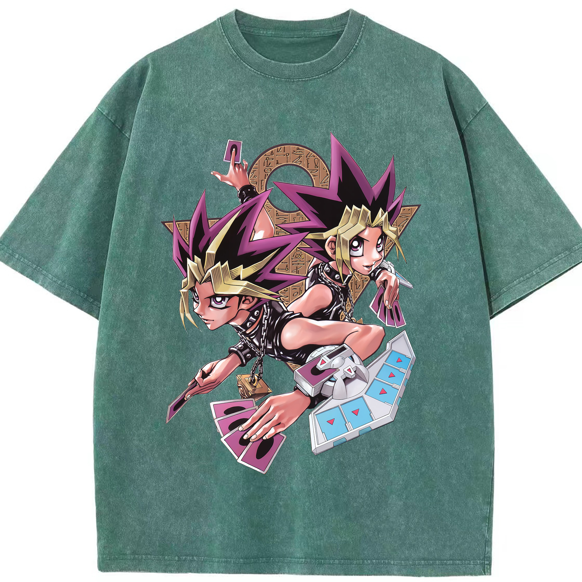 （画像用） 遊☆戯☆王 Yu-Gi-Oh! 綿100% ヴィンテージ風 半袖Tシャツ（フロントプリント）